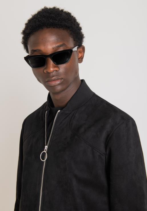 Antony Morato erkekler siyah Süet görünümlü streç kumaştan dar kesim sweatshirt Giyim 28JN265