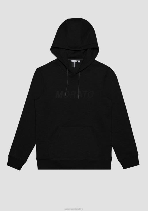 Antony Morato erkekler siyah Viskon karışımlı kumaştan, lastik efektli maxi logolu, normal kesim sweatshirt Giyim 28JN259