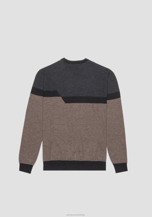 Antony Morato erkekler siyah Yün karışımlı iplikten, jakar bantlı, normal kesim sweatshirt Giyim 28JN271