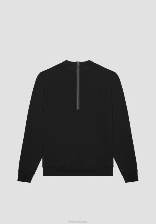 Antony Morato erkekler siyah Yumuşak streç pamuklu kumaştan, kontrast kauçuk logo baskılı, dar kesim sweatshirt Giyim 28JN248