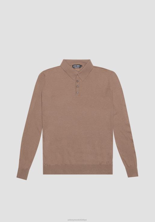 Antony Morato erkekler 2101 Yumuşak yün karışımlı kumaştan normal kesim polo gömlek Giyim 28JN287