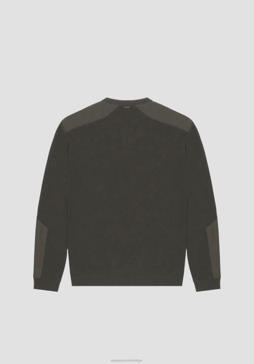 Antony Morato erkekler 4075 Kontrast aplikeli, pamuk karışımından, normal kesim bisiklet yaka kazak Giyim 28JN2100