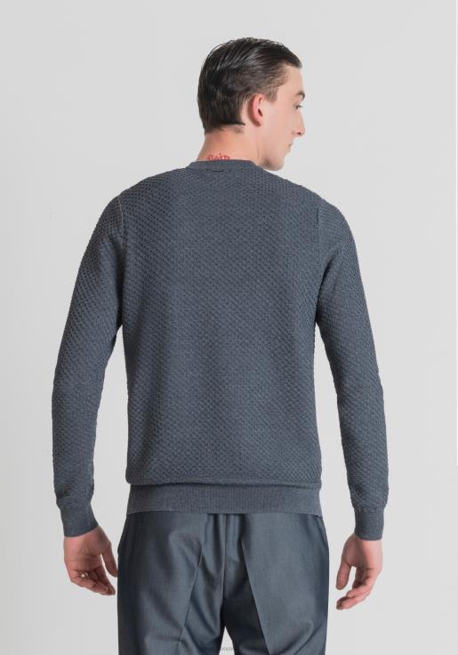 Antony Morato erkekler açık mavi Denim görünümlü iplikten normal kesim kazak Giyim 28JN298