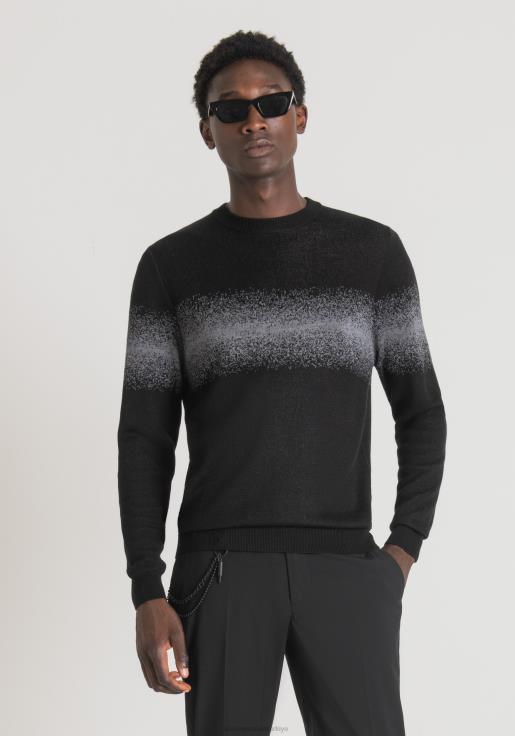 Antony Morato erkekler orta koyu gri Yün karışımlı iplikten, kontrast jakar bantlı normal kesim sweatshirt Giyim 28JN281