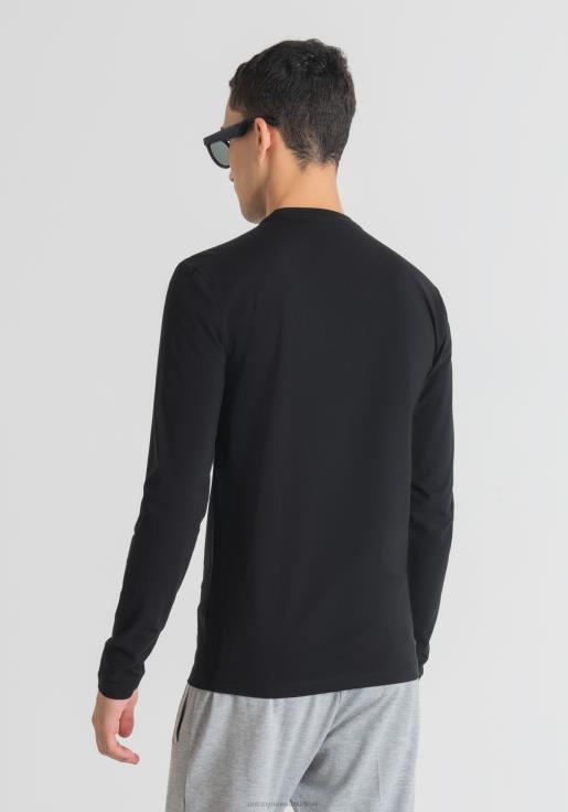 Antony Morato erkekler siyah Yumuşak pamuklu jarseden, logo şeritli, süper dar kesim kazak Giyim 28JN296